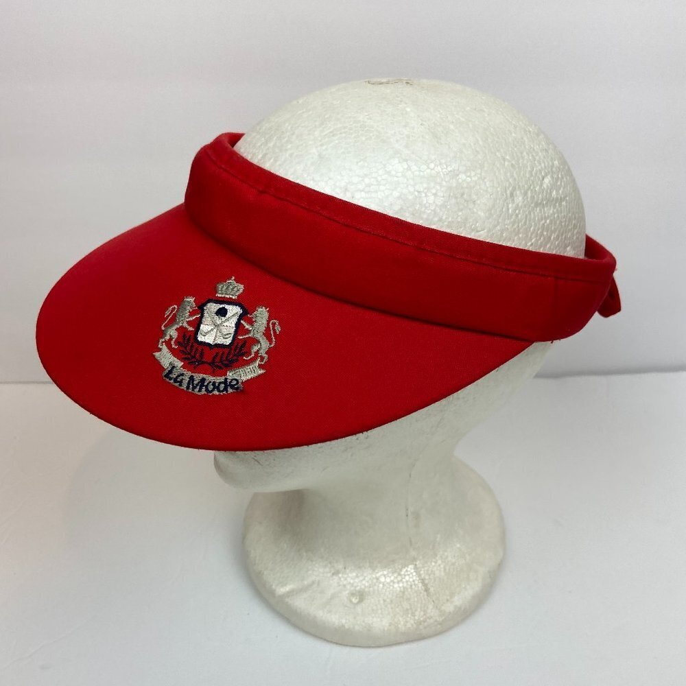 La Mode Visor Hat Sun Cap Red Embroidered lions